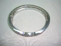 Vintage 80s Fabulous Diamante SilverTwist Style Hinged Bangle