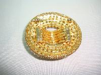 Vintage 50s Fabulous Large Domed Oval Citrine Diamante Goldtone Brooch