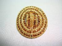 Vintage 50s Fabulous Large Domed Oval Citrine Diamante Goldtone Brooch