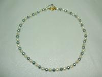 Quality Grey and White Simulated Pearl Necklace Sterling Silver Clasp 
