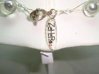 Signed Designer Pearl Incased Clear Lucite Bead and Crystal Necklace 