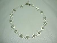 Signed Designer Pearl Incased Clear Lucite Bead and Crystal Necklace 