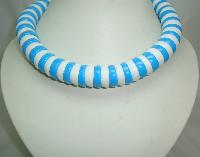 Vintage 60s Chunky Turquoise Blue + White Lucite Bead Collar Necklace