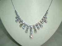 Vintage 30s Paste Diamante Graduating Drop Necklace on Silver Chain