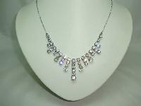 Vintage 30s Paste Diamante Graduating Drop Necklace on Silver Chain