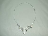 Vintage 30s Paste Diamante Graduating Drop Necklace on Silver Chain