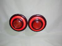 Vintage 60s Big & Bold Shades of Red Lucite Disc Clip On Earrings