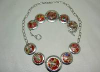 Fabulous Chunky Red Murano Glass Circles Silver Necklace and Bracelet 