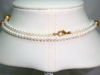Beautiful Real Freshwater Pearl Bead Necklace with Gold Filigree Beads