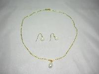 Beautiful Cultured Pearl Drop Pendant and Chain and Matching Earrings