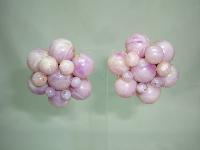 Vintage 50s Chunky Marbled Pink Lucite Flower Shaped Clip On Earrings
