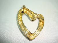 Large Contemporary Gold and Silver Diamante Stylised Heart Brooch Fab!
