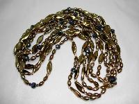 Vintage 50s 6 Row Gold & AB Glass Bead Twist Necklace Fab Flower Clasp