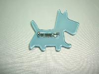 Very Cute Teal Blue Lucite Scottie Dog Brooch with Diamante Collar