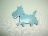 Very Cute Teal Blue Lucite Scottie Dog Brooch with Diamante Collar