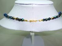 Vintage 50s Blue Glass and AB Peacock Sparkle Glass Bead Necklace