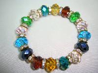 Beautiful Multicoloured Crystal and Diamanate Bead Stretch Bracelet  