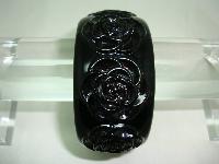 Fabulous Chunky Wide Black Carved Roses Plastic Bangle Statement Piece