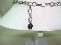 Signed Malissa J Green Glass Bead & Smokey Quartz Glass Charm Necklace