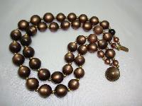 Vintage 50s Stunning 2 Row Chunky Brown Moonglow Lucite Bead Necklace