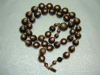 Vintage 50s Stunning 2 Row Chunky Brown Moonglow Lucite Bead Necklace