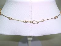 1930s Delicate Rolled Gold Link Amber Crystal Glass Bead Necklace 