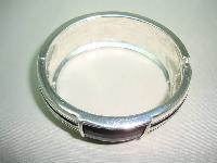 Classy Wide Black and Cream Enamel Black Lucite Cuff Clamper Bangle