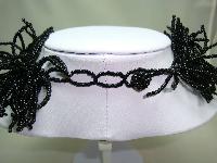 Designer Wide Black Glass Seed Bead Collar Necklace Statement Piece!