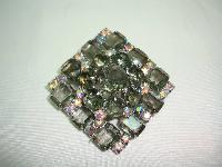Vintage 50s Large AB Smoky Quartz Colour Diamante 3 Dimensional Brooch