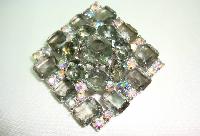 Vintage 50s Large AB Smoky Quartz Colour Diamante 3 Dimensional Brooch
