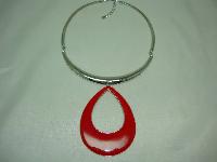 Stunning Contemporary Red Enamel Silver Statement Collar Necklace Wow!