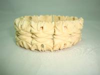 Vintage 30s Art Deco Intricate Carved Bone Fancy Link Stretch Bracelet