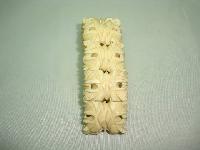 Vintage 30s Art Deco Intricate Carved Bone Fancy Link Stretch Bracelet