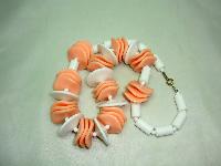 1960s Chunky White and Orange Lucite Swirl Disc Bead Garland Necklace