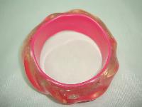 Fab Wide Chunky Barbie Pink Sparkle Swirl Design Lucite Cuff Bangle