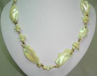 Vintage 50s Fab Chunky Mother of Pearl Irregular Shape Link Necklace