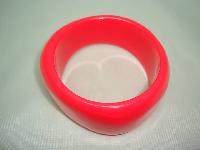 Fabulous Funky Chunky Wide Sunset Hot Coral Lucite Plastic Cuff Bangle