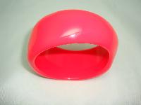 Fabulous Funky Chunky Wide Sunset Hot Coral Lucite Plastic Cuff Bangle