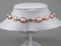 Amazing 1960s Style Festoon Bib Drop Pink Lucite Silver Link Necklace
