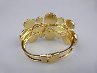 Fabulous Wide Chunky Grey Clamper Cuff Goldtone Hinged Bangle Bracelet