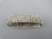 Glamorous Vintage 50s Style Wide Sparkling Diamante Stretch Bracelet