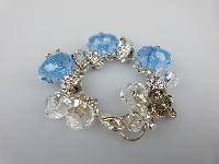 Fab Chunky Blue Bead Crystal Glass Sparkling Diamante Charm Bracelet