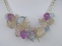 Vintage 70s Fabulous Colourful Fruits Lucite Cluster Bead Necklace WOW