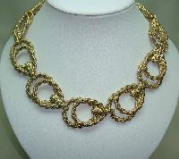 Vintage 80s Chunky Fancy Double Link Textured Gold Statement Necklace