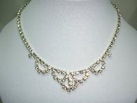 Vintage 50s Pretty Diamante Cascade Drop Sparkling Necklace