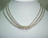 Vintage 50s Amazing 3 Row Graduating Sparkling Diamante Necklace