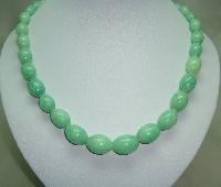 Vintage 70s Long Graduating Genuine Jadite Jade Bead Necklace Quality