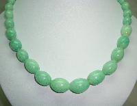 Vintage 70s Long Graduating Genuine Jadite Jade Bead Necklace Quality