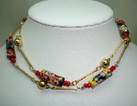 Vintage Art Deco Venetian Millefiori Art Glass Murano Bead Necklace