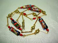 Vintage Art Deco Venetian Millefiori Art Glass Murano Bead Necklace